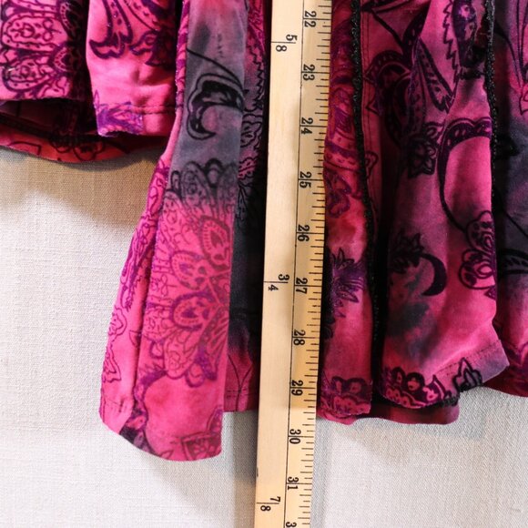 SAMI & JO Boho Burnout Tunic Top Plus Size 3X Pink Black Bell Sleeve Blouse - Picture 10 of 13